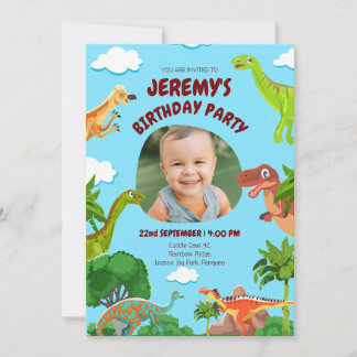 Custom Dinosaur Foto Geburtstagseinladung Einladung