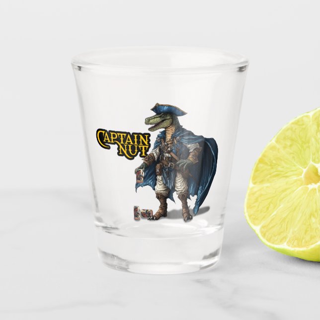 Custom Dinosaur Pirate Shot Glass Schnapsglas (Vorderseite)