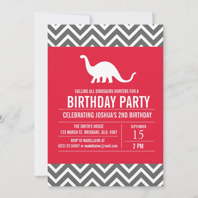 Custom Dinosaurier Geburtstagsparty Einladung für  (Vorderseite)