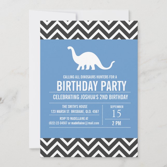 Custom Dinosaurier Geburtstagsparty Einladung für  (Vorderseite)