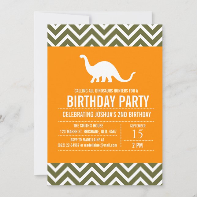 Custom Dinosaurier Geburtstagsparty Einladung für  (Vorderseite)