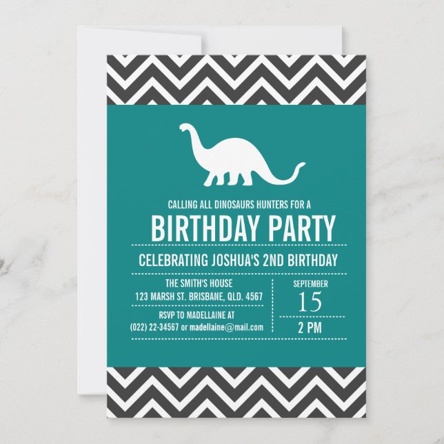 Custom Dinosaurier Geburtstagsparty Einladung für  (Vorderseite)