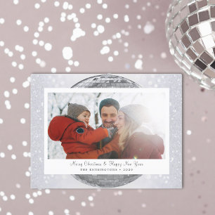 Custom Disco Ball Weihnachtskarte mit Familienname Feiertagskarte