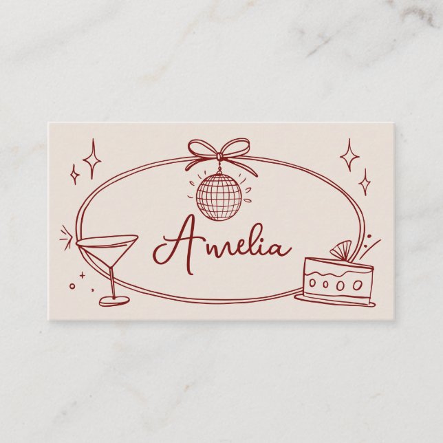 Custom Disco Geburtstagsbeige Platzkarte (Vorderseite)