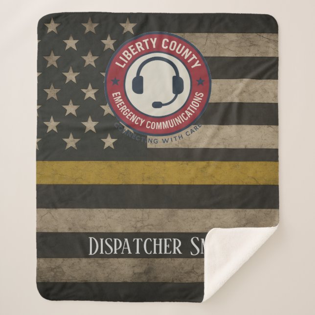 Custom Dispatcher Thin Gold Line Blanket Sherpadecke (Vorderseite)