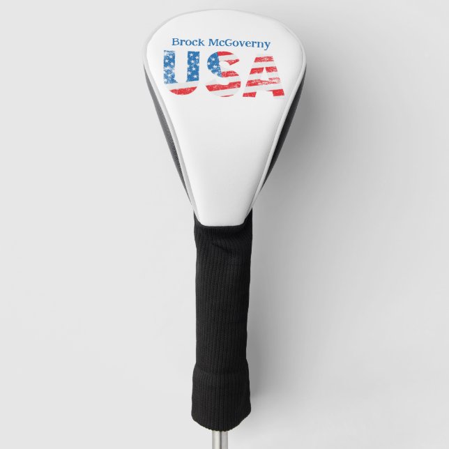 Custom Distress American Flag Golf Driver Cover Golf Headcover (Vorderseite)