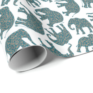 Custom Ditzy Paisley Elephants auf White Giftwrap Geschenkpapier