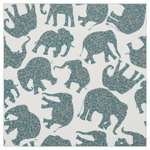 Custom Ditzy Paisley Elephants on White Pattern Stoff