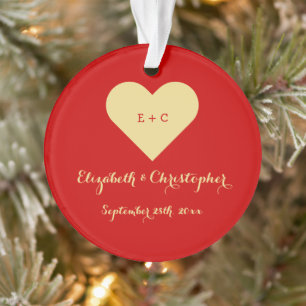 Custom DIY Mr. Wedding Name Date Heart Monogram Ornament