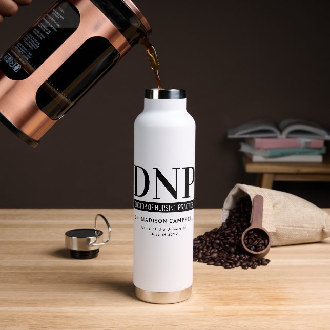 Custom DNP Doctor of Nursing Practice Abschluss Trinkflasche (Kaffee)