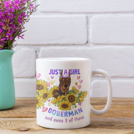 Custom Doberman Lover Sonnenblumen Trainer Floral Kaffeetasse
