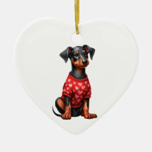 Custom Doberman Pinscher Dog Valentine Keramik Ornament