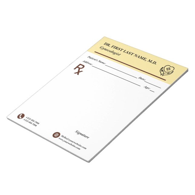Custom Doctor Prescription Notepad Editable RX Pad Notizblock (angewinkelt)