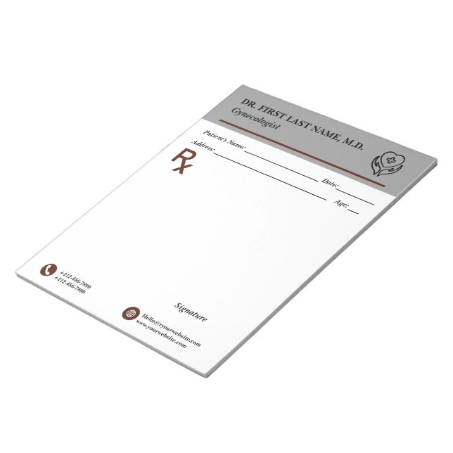 Custom Doctor Prescription Notepad Editable RX Pad Notizblock (angewinkelt)
