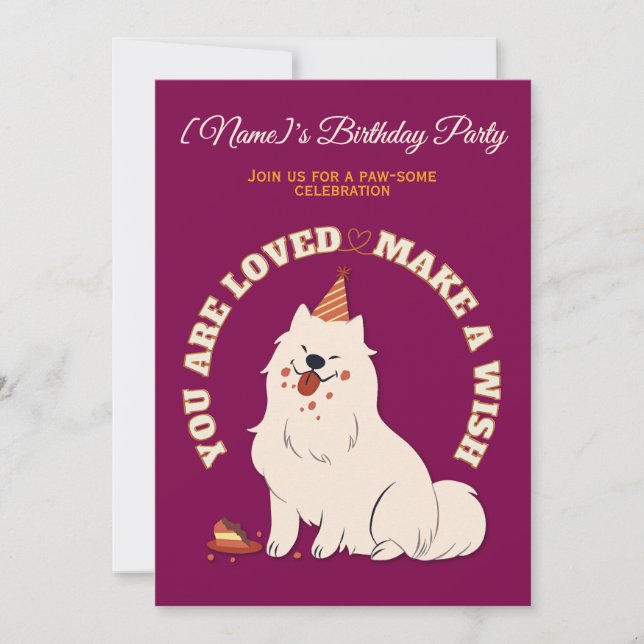 Custom Dog Birthday Party Invite Make A Wish Einladung (Vorderseite)