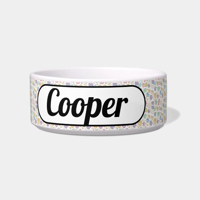 Custom Dog Bowl with Paw Prints - Cooper's Name Napf (Vorderseite)