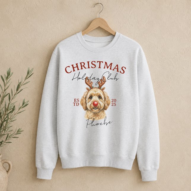 Custom Dog Bree Weihnachtsclub Sweatshirt (Christmas Dog Illustration Holiday Club Sweatshirt)