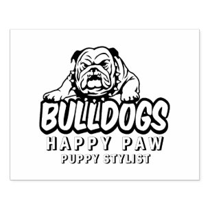 Custom Dog Bulldog Portrait Briefmarke, Happy Pfot Gummistempel