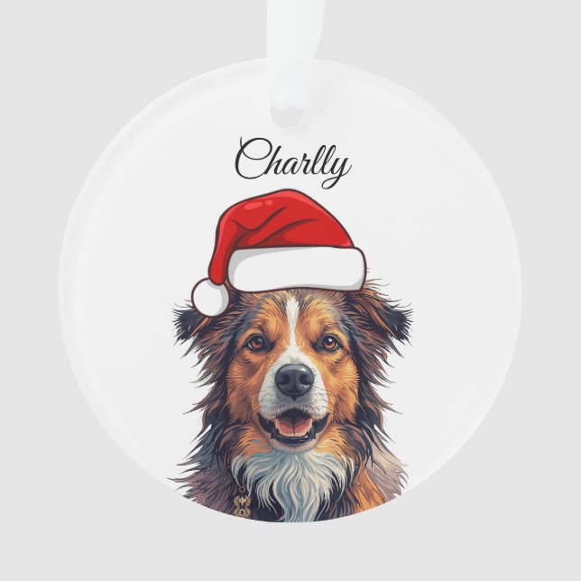 Custom Dog Christmas Ornament Santa Hat Photo Gift (Vorderseite)