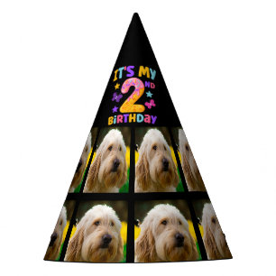 Custom Dog Foto 2. Geburtstag Party Party Hat Partyhütchen