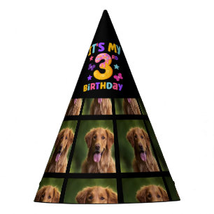 Custom Dog Foto 3. Geburtstag Party Party Hat Partyhütchen