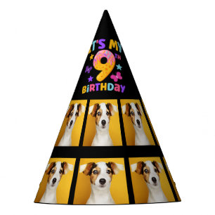 Custom Dog Foto 9. Geburtstagsparty Party Hat Partyhütchen