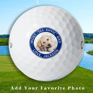 Custom Dog Foto Bester Vater je blau weiß Golfball
