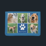 Custom Dog Foto Collage Blue Pet Paw Print Niedlic Tri-fold Geldbeutel<br><div class="desc">Dieses wunderschöne Foto Collage Brieftasche ist personalisiert mit bezaubernden Bildern von Ihrem süßen Junge. Passen Sie dieses personalisierte Geschenk mit Ihren Lieblings-5 Haustierfotos um einen niedlichen blauen Platz mit einem hübschen weißen Pfotenprint und dem Namen Ihres Hundes in der Mitte an.</div>