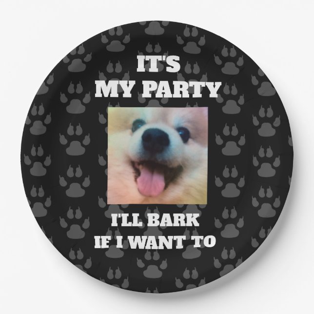 Custom Dog Foto Funny Birthday Party Paper Plate Pappteller (Vorderseite)