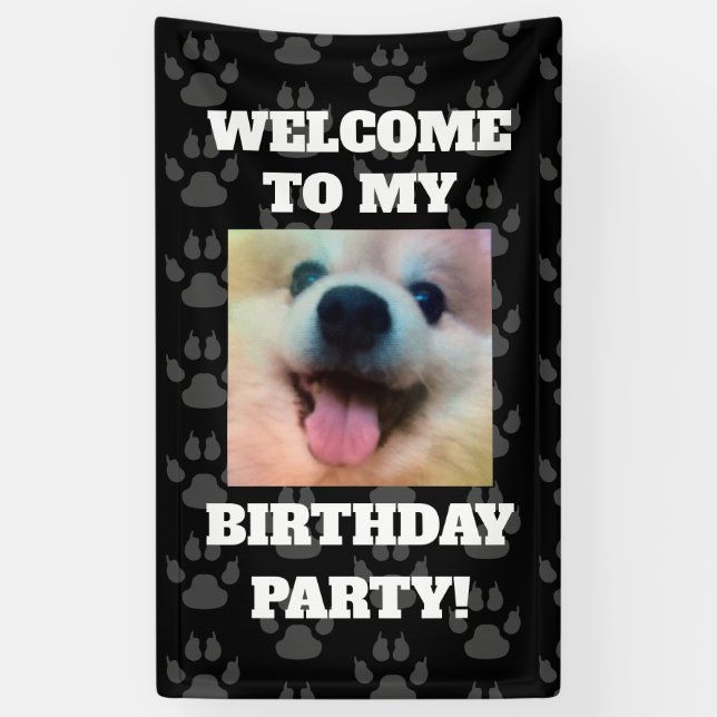 Custom Dog Foto Geburtstagsparty Banner (Vertikal)