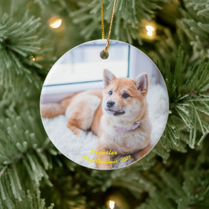 Custom Dog Foto Ornament, Einzigartiges Foto Weihn Keramik Ornament