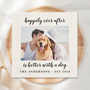 Custom Dog Foto Pet Wedding Serviette