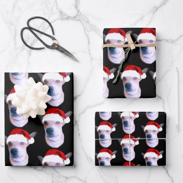 Custom Dog Foto Weihnachten Geschenkpapier Set (Vorderseite)