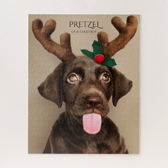Custom Dog Foto Weihnachten Unser guter Hund Puzzle (Vertikal)