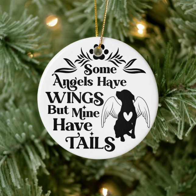 Custom Dog Foto Weihnachts Angel Wings Keramik Ornament (Baum)