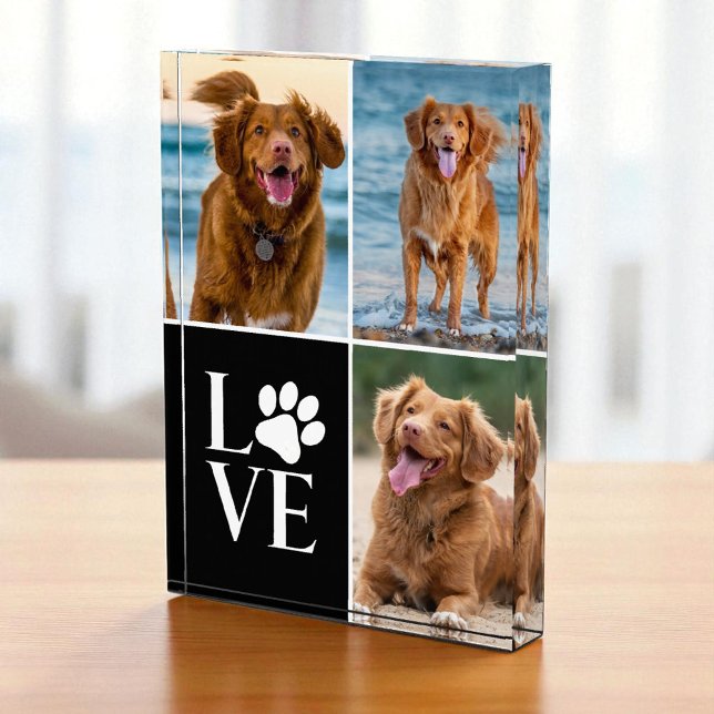 Custom Dog Lover Name Photo 3 Collage Photo Block (Von Creator hochgeladen)