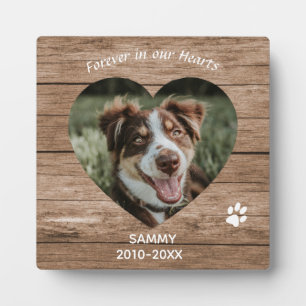 Custom Dog Memorial Rustic Wood & Foto Fotoplatte