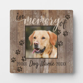Custom Dog Memorial Rustic Wood Look Square Fotoplatte