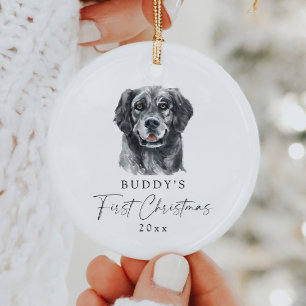 Custom Dog Name Retriever Mein erstes Weihnachten Keramik Ornament