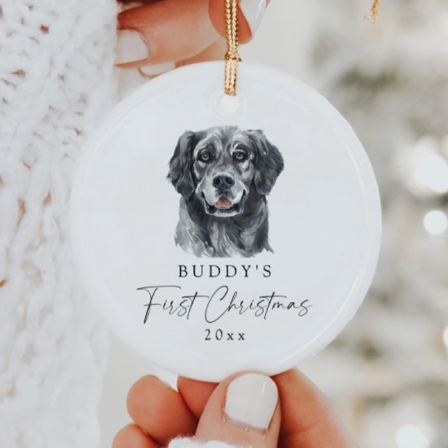 Custom Dog Name Retriever Mein erstes Weihnachten Keramik Ornament (Von Creator hochgeladen)