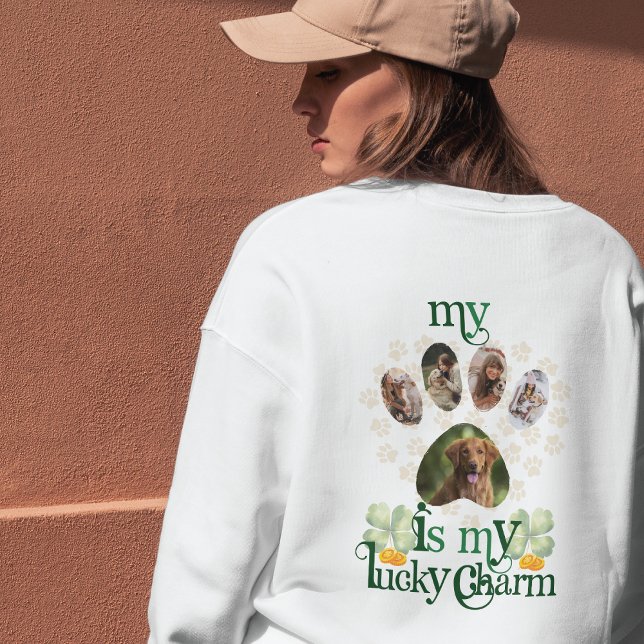Custom Dog Paw Fotos St Patrick's Day Sweatshirt (Von Creator hochgeladen)