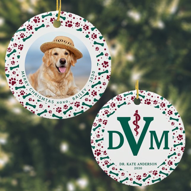 Custom Dog Pet Foto DVM Veterinäre Weihnachten Keramik Ornament (Von Creator hochgeladen)