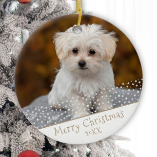 Custom Dog Pet Foto Weihnachtsfeiertag Keepake Keramik Ornament
