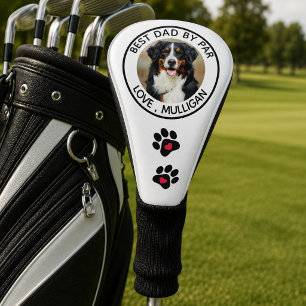 Custom Dog Photo Best Dad By Par Schwarz Weiß Golf Headcover