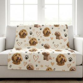 Custom Dog Photo Blanket with Hearts Fleecedecke