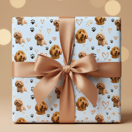 Custom Dog Photo Blue Valentine  Geschenkpapier