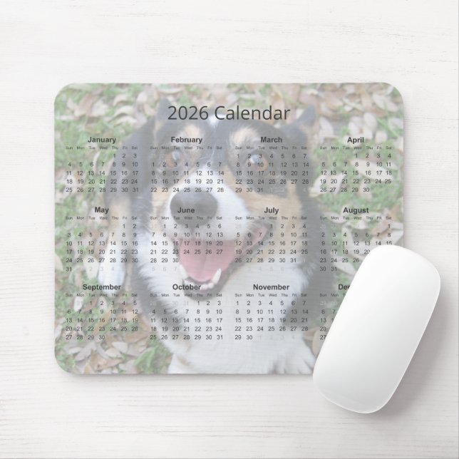 Custom Dog Photo Cute Pet 2026 Calendar Magnet Mousepad (Mit Mouse)