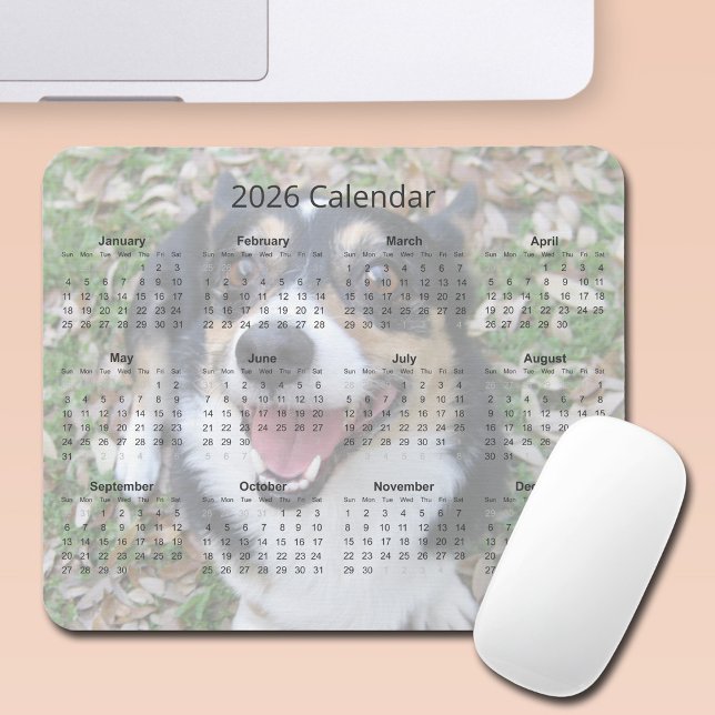 Custom Dog Photo Cute Pet 2026 Calendar Magnet Mousepad (Von Creator hochgeladen)