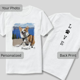 Custom Dog Photo Front and LOVE Back Print T-Shirt