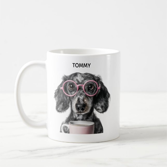 Custom Dog Photo | Personalized Pet Name Coffee Kaffeetasse (Links)